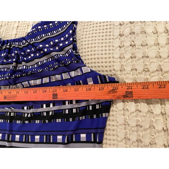 Calvin Klein Womans Blouse Size Large Sleeveless Royal Blue & Black Stylish Cool - Picture 5 of 6